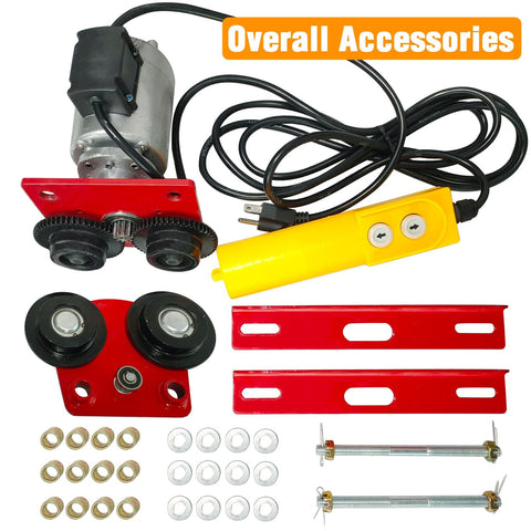 Electric Trolley With 1100 Lb Load Capacity For Power Hoist Adjustable Beam Flange Width 2.68 To 4.33 Inches components shown