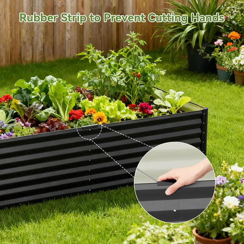 2 Pack Raised Garden Bed 8x4x2ft Galvanized Steel Planter Box Kit For Outdoor Gardening Large Vegetable And Flower Beds Black