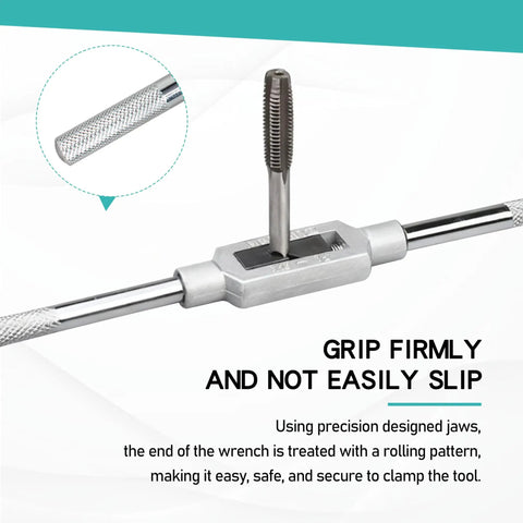 Adjustable Tap Wrench M6 To M20 For 1/4 To 3/4 Inch Taps with Durable Steel Handle and knurled grip for precise metalworking.