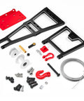 1 To 10 Scale RC Truck Tow Build Kit With Winch And Double Stent Rescue Set components on display, including aluminum crane tow hook.