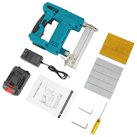 Top Shelf Cordless Brad Nailer 100W Copper Motor Shoots Smooth At 80 Nails Per Minute Rust Resistant Tip Complete Pro Rig With Charger And Tough Case Rock Solid Choice For Woodworking Carpentry And Upholstery Jobs