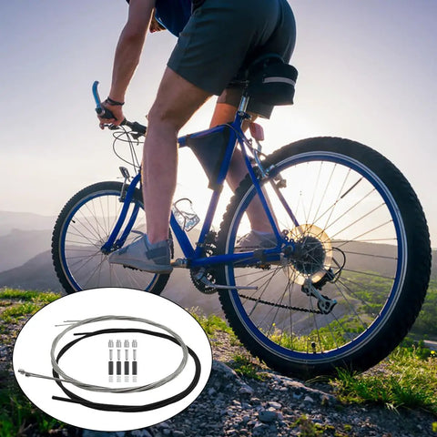 Derailleur Shift Cable Kit For Mountain And Road Bikes, Includes Four Cables, 2M Shift Housing, seen with mountain bike in use