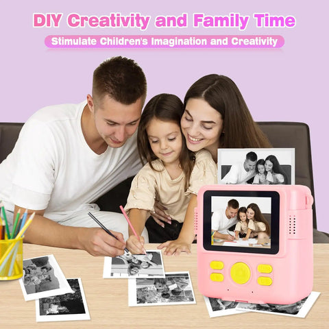 Kids Instant Print Camera Paper Refills 16 Rolls White Thermal Paper For Photo Printer Compatible With ESOXOFFER Dylanto Cimizi Himont Kids Cameras, family crafting scene