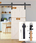 6.6 Ft Sliding Barn Door Hardware Kit For 40 Inch Wide Door Panel With I Shape Hangers Black Finish, installed on wood door