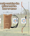 Waxed Canvas Archery Quiver With Slots And Adjustable Shoulder Strap for outdoor hiking and hunting against target backdrop.