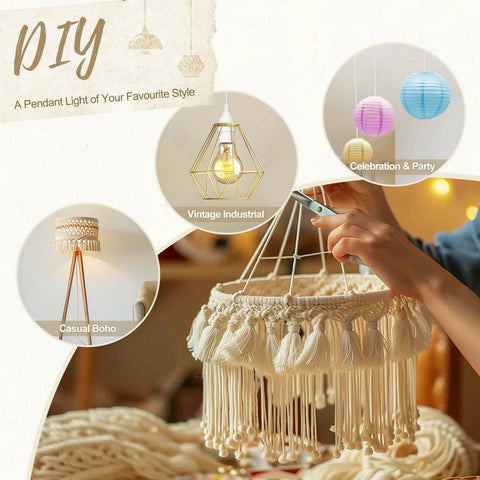 Hanging Lantern Extension Cord With E26 Pendant Socket And On Off Inline Switch 20 Foot White Cord For Easy Overhead Lighting Close To Polarized Plug Awesome For DIY Lamps Vintage Decor Or Garage Projects