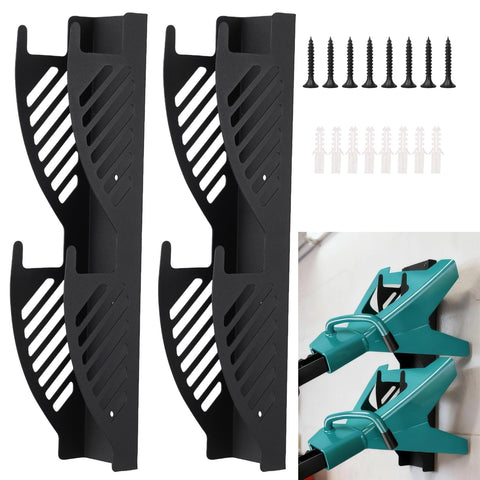 Two Pack Jack Stand Wall Mount Organizers For Garage Heavy Duty Solid Steel Vertical Storage Racks shown with mounting screws