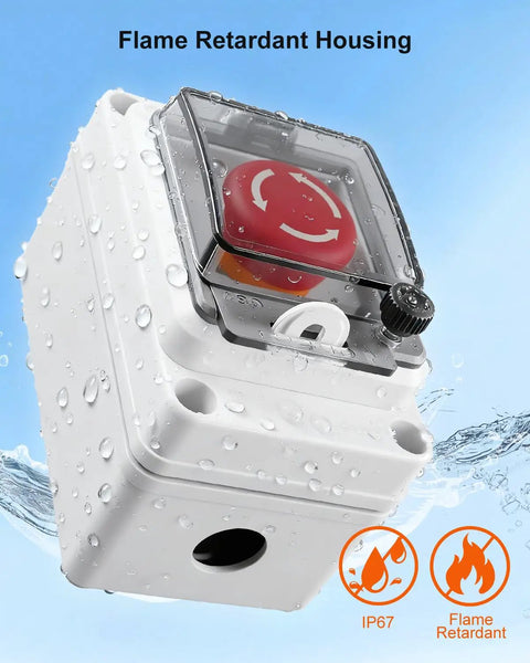 Box Type Emergency Stop Button Waterproof Shut Off Switch for Indoor and Outdoor Use With 1NO 1NC Contacts IP67 660V 10A
