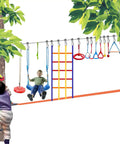 16 Piece Kids Climbing Rocks Set With Zip Line Accessories Non Slip Tree Rock Holds for indoor outdoor adventure play.
