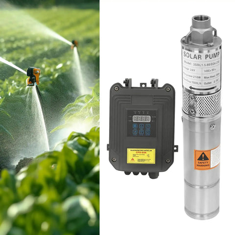 24V Deep Well Submersible Pump 210W with 3 Inch Solar Kit and MPPT Controller for industrial irrigation
