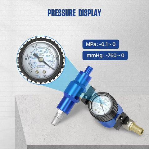 MR CARTOOL coolant vacuum refill tool kit, blue metal body, radiator pressure gauge, includes 3 adapters