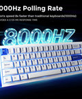 65 Percent Layout Hall Effect Magnetic Switch Mechanical Gaming Keyboard With 8000Hz Polling Rate on a dark backdrop showing illuminated keys.
