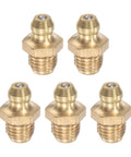 Brass Straight Grease Fittings Set, 5/16-24 UNF Thread, 10mm Width, Hydraulic Lubrication Fittings, Five Pack for Machinery and Vehicles, Rust Resistant, Oil Spill Proof, Easy Lubrication Accessory for DIY Projects, five brass fittings