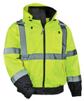 Hi Vis 3 In 1 Winter Bomber Jacket Unisex Lime Waterproof Windproof Layered Coat With Fleece Liner Removable Shell Perfect For Outdoor Workwear XXL displayed on mannequin