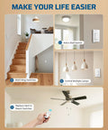 Wireless Light Switch And Receiver Kit No Wiring Required 15A Remote Control Wall Switch For Ceiling Lights Fans Lamps 100 Ft RF Range Programmable Easy Plug And Play Setup image showing wall switch and ceiling light examples.