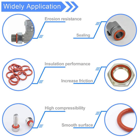 Silicone O Ring Kit With Metric Sizes 70 Shore A Hardness For Extreme Temperature Sealing From Minus 22F To 392F applications