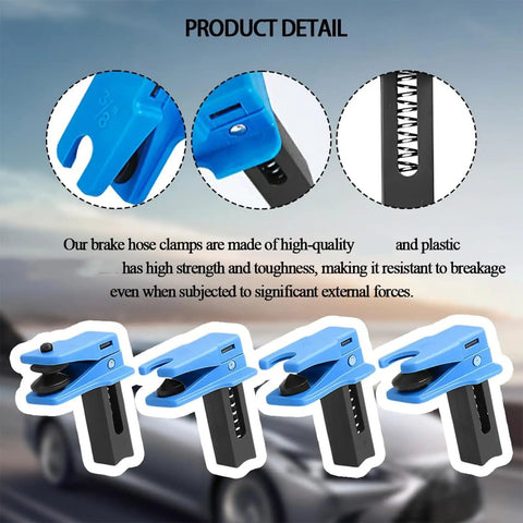 Must-Have Brake Hose Clamp Set With 4 Spring Pinch Tools And 2 Hooks, Featuring Mixed Grip Shapes For Fast Brake Fluid Control And Quick Garage Maintenance Work In Any Car Repair Shop Job; blue plastic and metal clamps