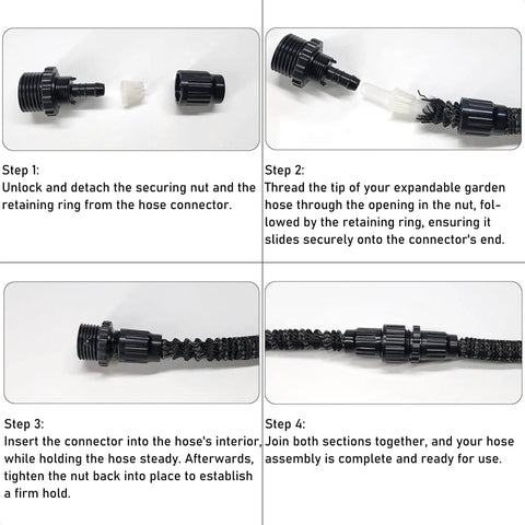 Garden Hose Repair Kit With 3/4 Inch Thread Adapters, 6 Piece Connector Set Including 3 Male And 3 Female Connectors With Washers