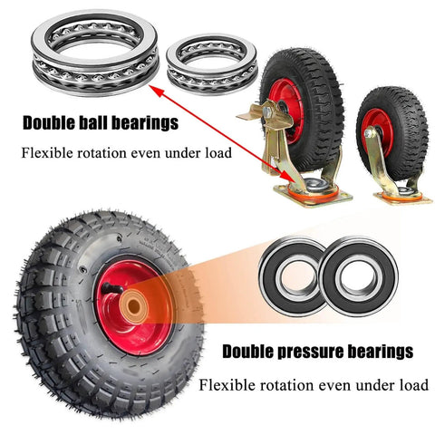 2 Pack Heavy Duty Rubber Swivel Casters Built Different To Roll Easy On Hard Surfaces While Using Thick Steel Brackets for double ball bearings.