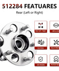 Pair AWD Rear Wheel Hub Bearing Assembly Fits Toyota Highlander 2004-2013, Venza 2009-2016, Lexus RX330 2004-2006, RX350 2007-2009, RX400H 2006-2008 Replacement, Durable Sealed Bearings Ensuring Smooth Ride And Easy Installation