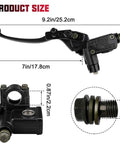 Left Hand Hydraulic Brake Master Cylinder Lever Pump For ATV Dirt Bike Quad And Moped Fits 50Cc 70Cc 90Cc 110Cc 125Cc 150Cc 200Cc 250Cc 4 Stroke GY6 Engines Universal Fit For Taotao Roketa Sunl Kazuma Hensim Jonway Znen with size dimensions shown