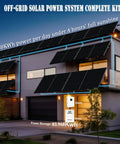 Kickass 22KW Off Grid Solar Power System Total Loadout With 21KWH LiFePO4 Battery Bank showcasing solar panels on a modern house.
