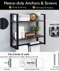 Industrial Rustic Two Tier Wall Shelf Over Toilet with towels and accessories, 23.6 Inch Metal Black Bathroom Organizer, heavy-duty anchors