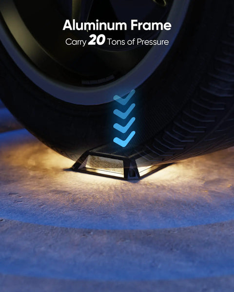 8 Pack Solar Deck Lights Outdoor Waterproof IP68 LED Pathway Markers For Garden, Driveway, Steps And Yard, under tire pressure test