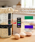 24 Oz Wide Mouth Sourdough Starter Jar Kit With Glass Fermentation Container showing temperature tracking on jar