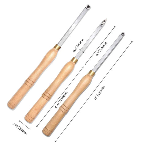 Carbide Woodturning Lathe Tools 17 Inch Full Size Tool Set Of 3 Rougher Detailer Finisher With Replacement Cutter Inserts
