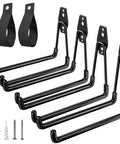 4 Pack Heavy Duty Garage Hooks, 7.7 Inch U Shaped Wall Mounted Hangers With 2 Extra Long Nylon Straps