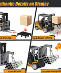 Mini Forklift Remote Control 1:64 Scale Desktop Radio Controlled Toy With App Connectivity showing fork pickup and lifting features.