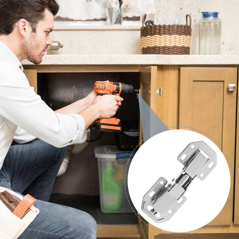Installed HAMPPLIES hydraulic cabinet hinge, 2-pack, silver metal, soft-close for kitchen cabinet doors