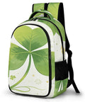 Green Three Leaf Clover Printed Unisex Backpack With Large Capacity, Durable Polyester Build, Breathable Fabric, Easy Clean Surface