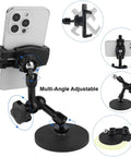 Heavy Duty Magnetic Phone Mount For Trucks, Tractors, Forklifts And Boats, Fits 3.5 To 7.5 Inch Smartphones, 360 Degree Adjustable Arm, 3.46 Inch Magnetic Base For Secure On The Go showing multi-angle adjustment and device holder.