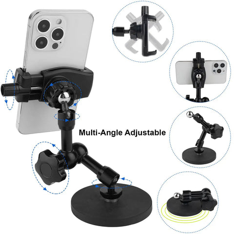 Heavy Duty Magnetic Phone Mount For Trucks, Tractors, Forklifts And Boats, Fits 3.5 To 7.5 Inch Smartphones, 360 Degree Adjustable Arm, 3.46 Inch Magnetic Base For Secure On The Go showing multi-angle adjustment and device holder.