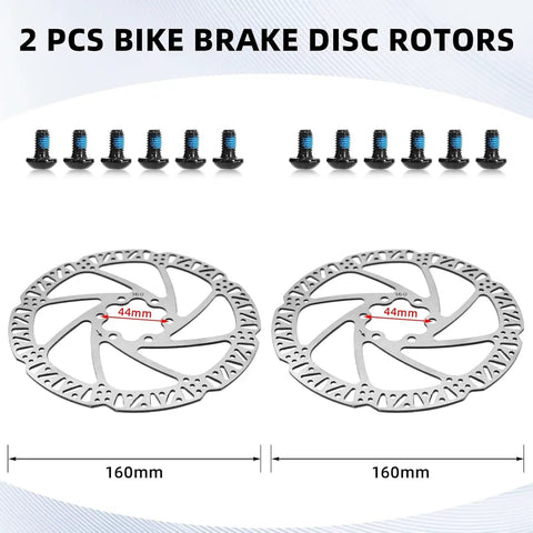 Zoom Hb875E Ebike Hydraulic Disc Brake Upgrade Kit With 160mm Rotors and Pre-Bled Mineral Oil Dual Piston Calipers For Mountain Road Bikes, includes 2 x 160mm rotors.