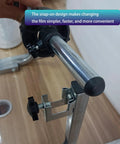 Heavy Duty All Metal Roll Holder And Dispenser For Bubble Wrap And Stretch Film With Weighted Stable Base For Commercial Packing Tasks Quick No Fuss Setup Built Tough For The Daily Grind showing snap-on design for easy film changes.