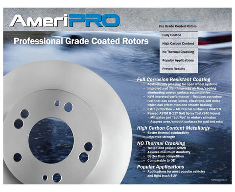 Galvanized Brake Pads and Coated Rotors Replacement Kit for Ford F 450 F 550 Super Duty 2017 2018 2019 2020 2021 2022 Built To Last Direct Fit OE Grade Performance 10 Year Warranty with professional grade coated rotors highlighted against a blue backdrop