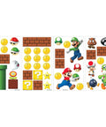 Nintendo New Super Mario Bros Build A Scene Peel And Stick Wall Decals Set multicolored with 45 repositionable pieces.