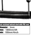 Close-up of 6-foot cut-resistant twisted steel cable with PVC coat and specifications for Secure 6 Foot Cut Resistant Laptop Lock Cable