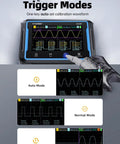 Plus Edition 3in1 Portable Oscilloscope Multimeter And DDS Signal Generator With Touch Screen Tablet displaying three trigger modes