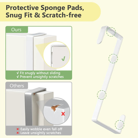 Over The Door Z Shaped Reversible Hooks For Clothes Coats Towels And Shoes Fits Doors With One And Three Eighths Inch Or One And Three Quarters Inch Widths Black 10 Pack showing protective sponge pads and secure fit