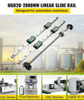 Beefy Linear Guide Rails Kit With 600 To 2000mm Rails Four Slide Blocks RM1605 Ballscrew With BF12 And BK12 Nuts For DIY Router CNC Builds Heavy Duty Precision Guide System Includes 700mm Two Pack Option, HGR20 2000mm rails and RM1605 ballscrew for CNC automation