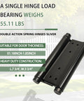 8 Inch Black Double Action Door Hinges Self Closing For Cafe Saloon Pub Swinging Doors 201 Stainless Steel Includes Pins And Screws Heavy Duty 4 Pack Set close-up view