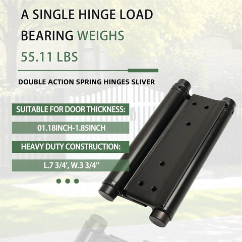 8 Inch Black Double Action Door Hinges Self Closing For Cafe Saloon Pub Swinging Doors 201 Stainless Steel Includes Pins And Screws Heavy Duty 4 Pack Set close-up view