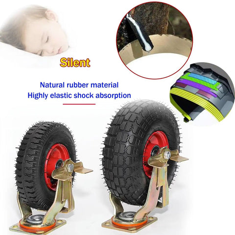 Heavy Duty Caster Wheels With Top Plate Swivel For Furniture And Workbenches, Rolling Plate Casters With Shock Absorption