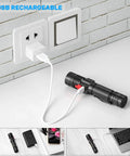 Magnetic Rechargeable LED Flashlight With Side COB Work Light Zoomable Tactical Beam 1000 Lumens USB Rechargeable Waterproof