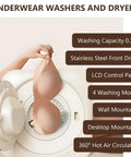 Slick Portable Washer And Dryer Combo Mini Compact Laundry Machine With LCD Control Panel displaying a bra and features.