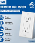 Decorator Wall Receptacle Outlet Kit with 50 Pack Tamper Resistant Outlets for Easy Install, 15 Amp 125 Volt Standard